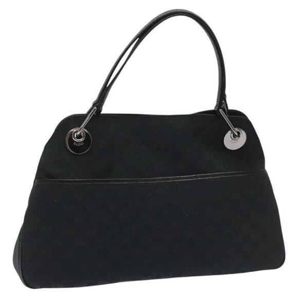GUCCI GG Canvas Shoulder Bag Black Silver 121023 Auth am7810V - Picture 1 of 14